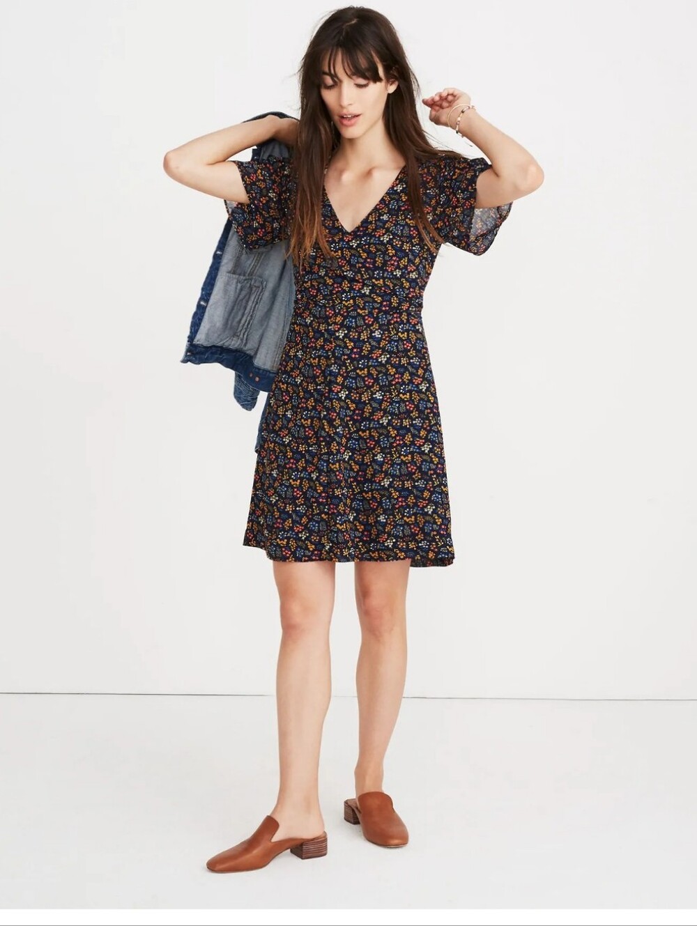 Madewell Front Tie Back Blue Floral Drees Garden Party